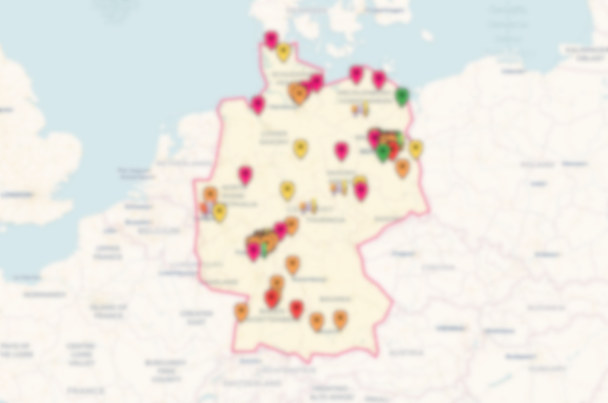 Statische Karte mit Rechenzentren in Deutschland